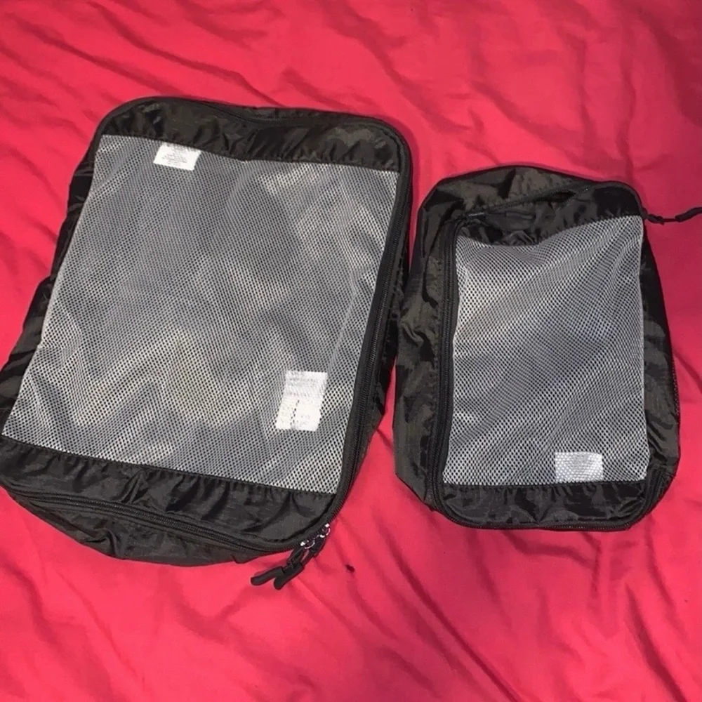 Cellini vintage black leather luggage bag & hanging garment bag bundle